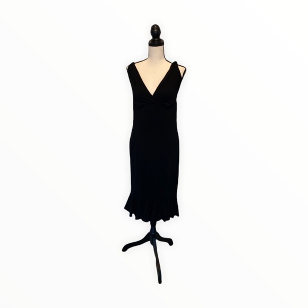 💜💜 LITTLE BLACK Stretchy DRESS Ruffly Hem Size M by LILY